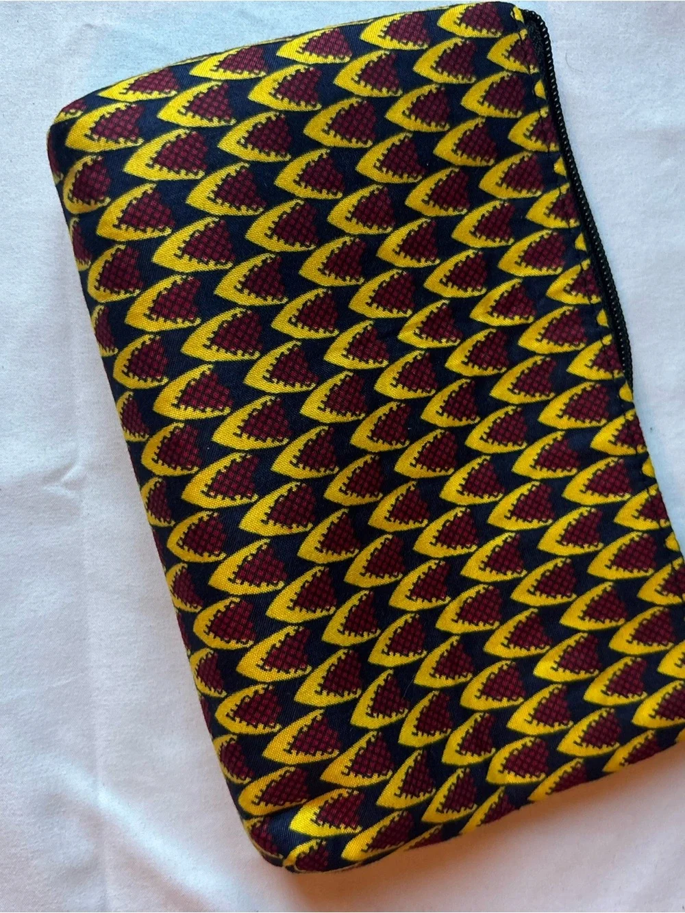 Printed Yellow & Maroon Tote Bag with Decorative Bow